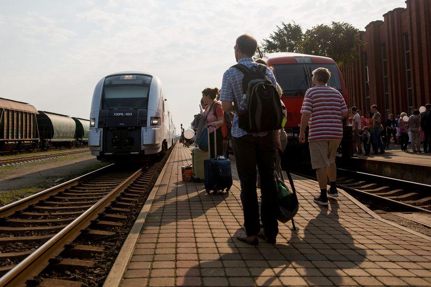 Passengers Klaipėda station. Trains