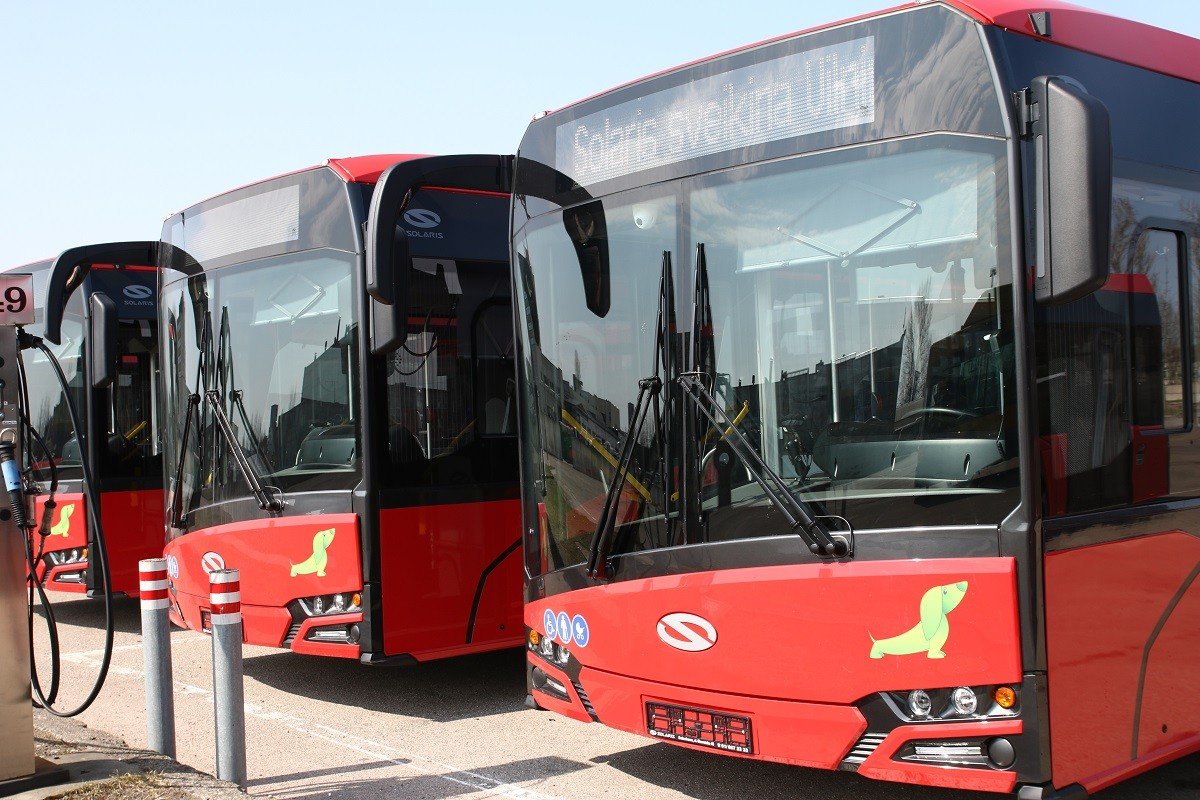 Solaris buses. Public transport