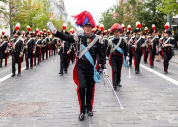2023-08-26, NATO orchestra procession on Gediminas Avenue. Vilnius. 2023-08-26 (Skirmantas Lisauskas / BNS)