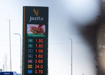 Fuel prices in Vilnius. in 2022 March 09 (Yygimantas Gedvila/BNS)