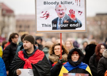 ELTA4527955 Vilnius, 2024 February 24 (ELTA). 87th Monday's rally to commemorate the two-year war in Ukraine. 2024.02.24 18:05:54. Josvydas Elinskas (ELTA)